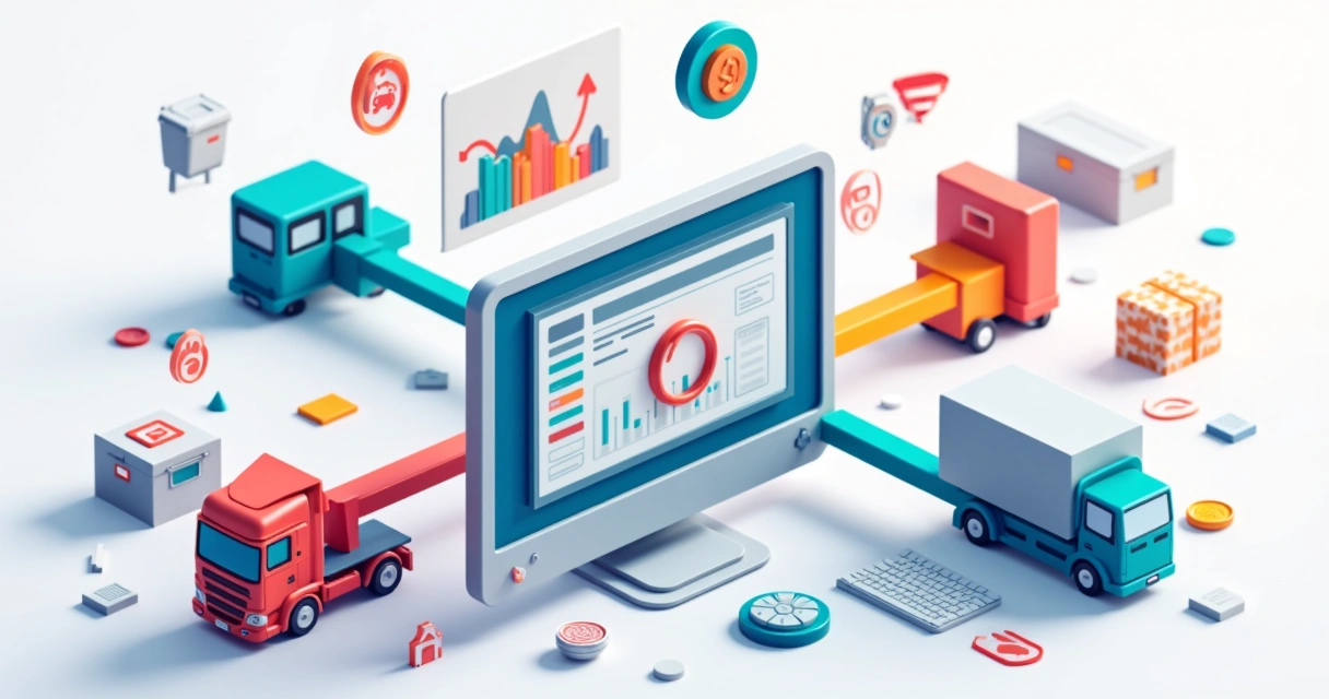 Dashboard conectado com ERP, marketplaces e logística