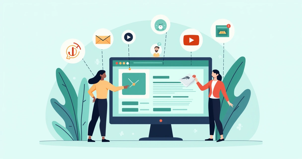 Painel de integrações de marketing digital em uma plataforma de criação de sites 