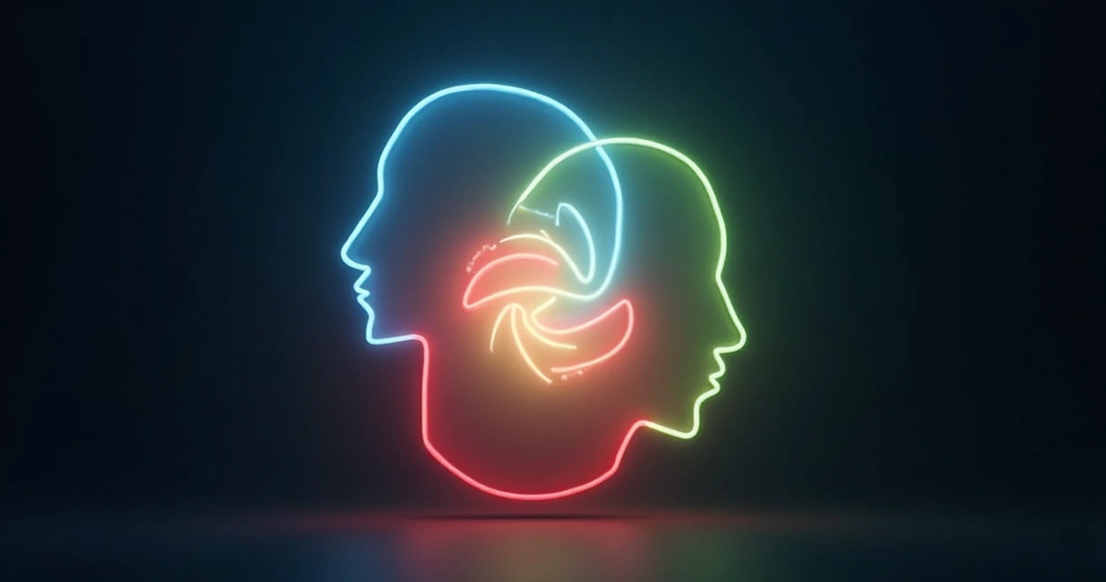 Illustration of consciousness, emotion, and action integration with three interlocking shapes 