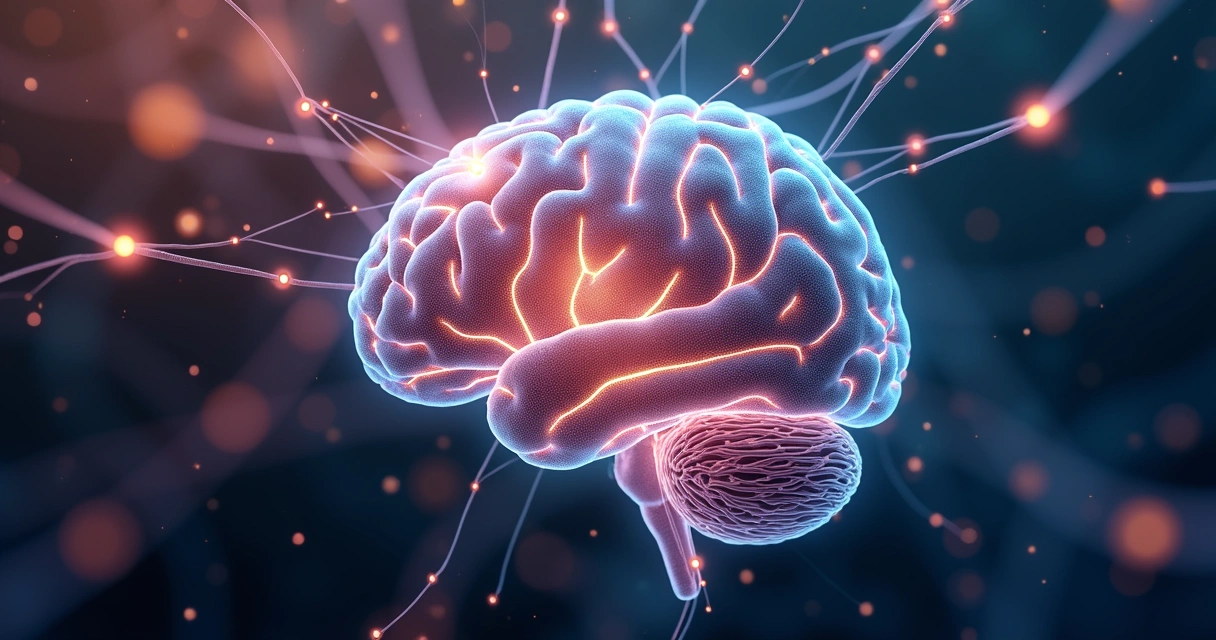 Conceptual illustration of interconnected brain networks 