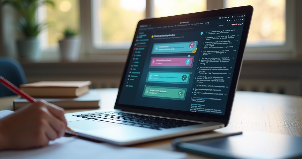 Plataforma de IA analisando redação no notebook 