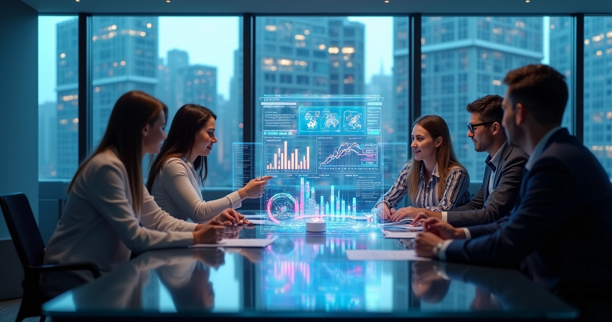 Gráfico com inteligência artificial processando dados de negócios