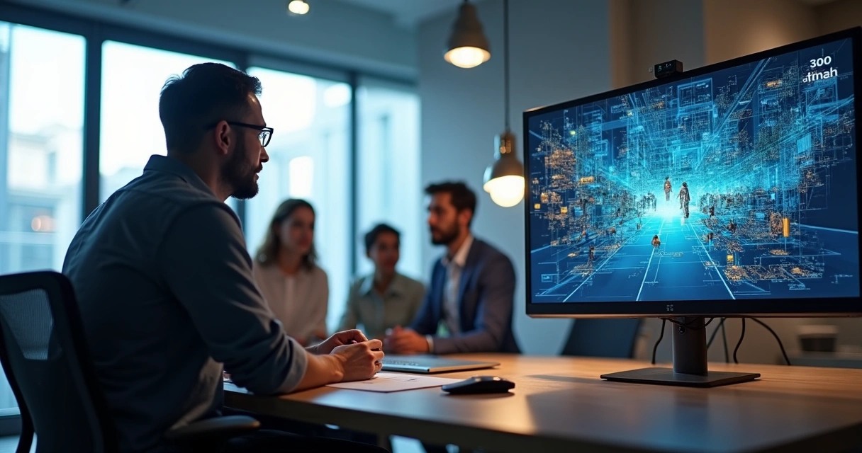 Sistema de IA monitorando trabalhadores em canteiro
