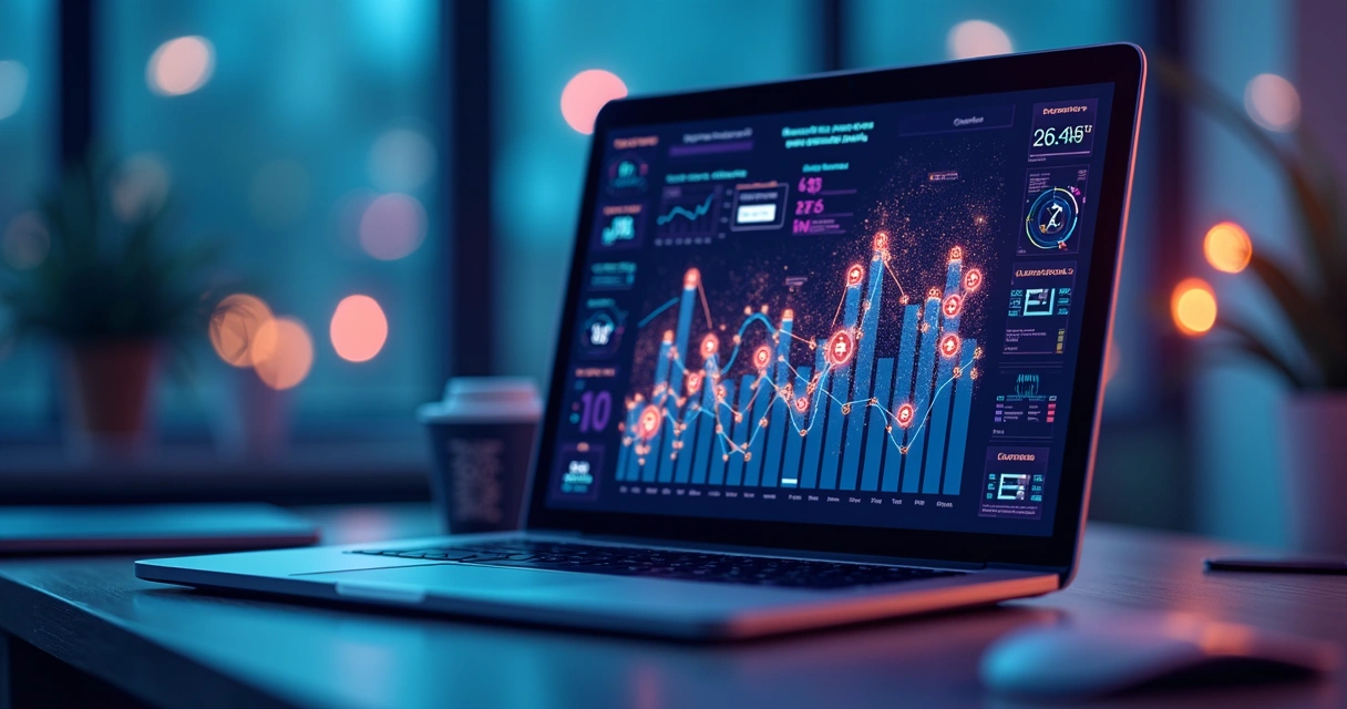Painel com algoritmos de IA mostrando grupos de clientes 