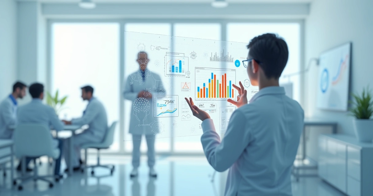 Tela digital mostrando algoritmo de IA analisando sintomas médicos 