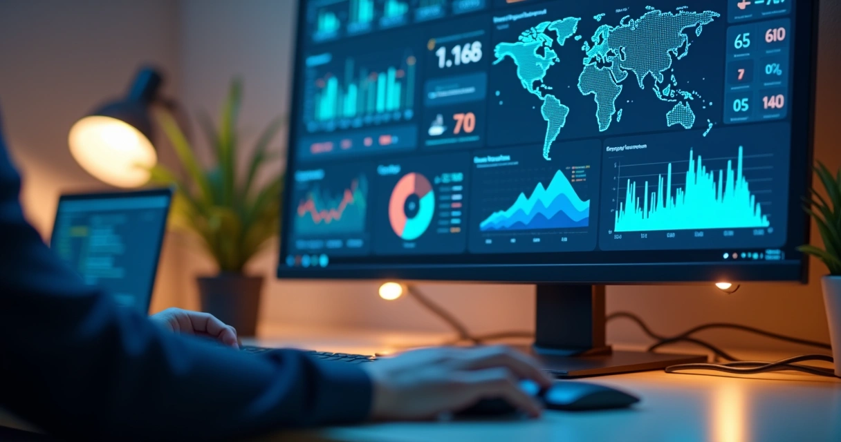 Gráficos de vendas sendo analisados por sistema de inteligência artificial 