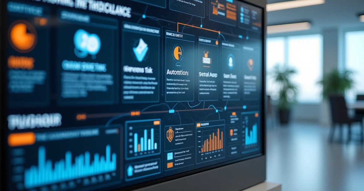 Interface de sistema de gestão condominial com inteligência artificial analisando tarefas 
