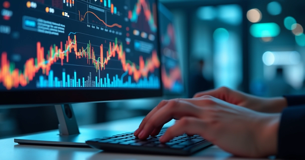 Inteligência artificial analisando dados financeiros em tela 