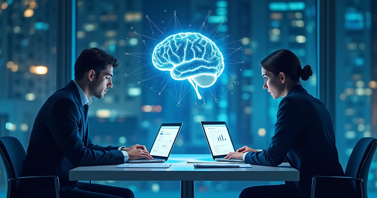 Representação digital de inteligência artificial auxiliando contabilidade 