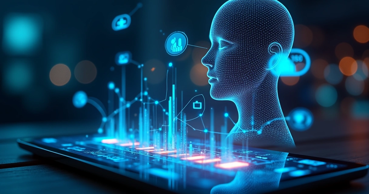 Imagem de IA analisando dados de clientes para qualificar leads 