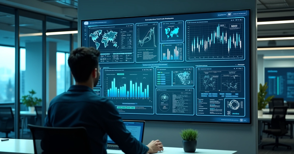Dashboard com inteligência artificial analisando dados empresariais