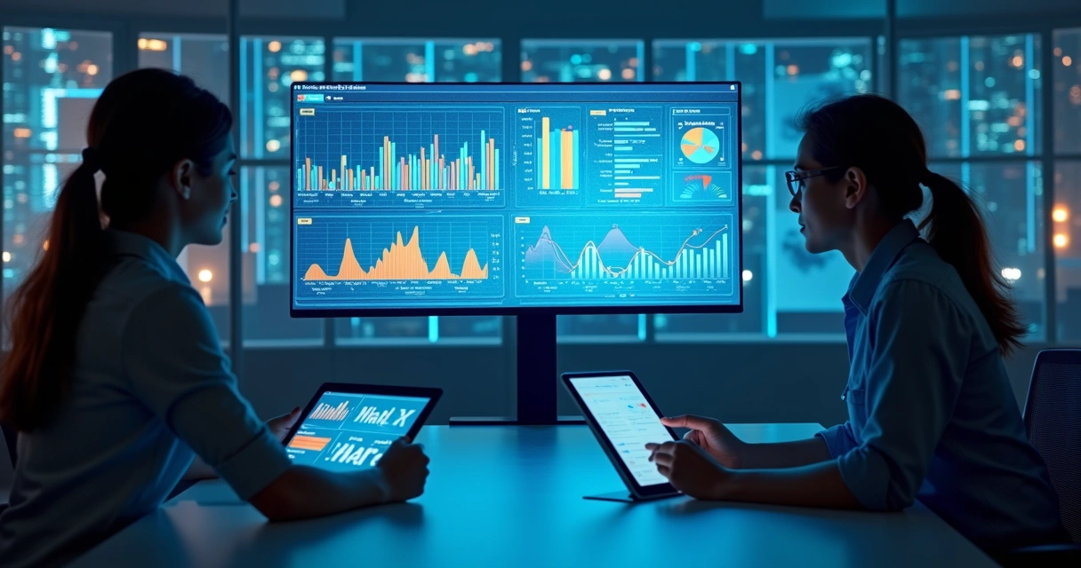 Interface de automação de processos com gráficos e painéis digitais 