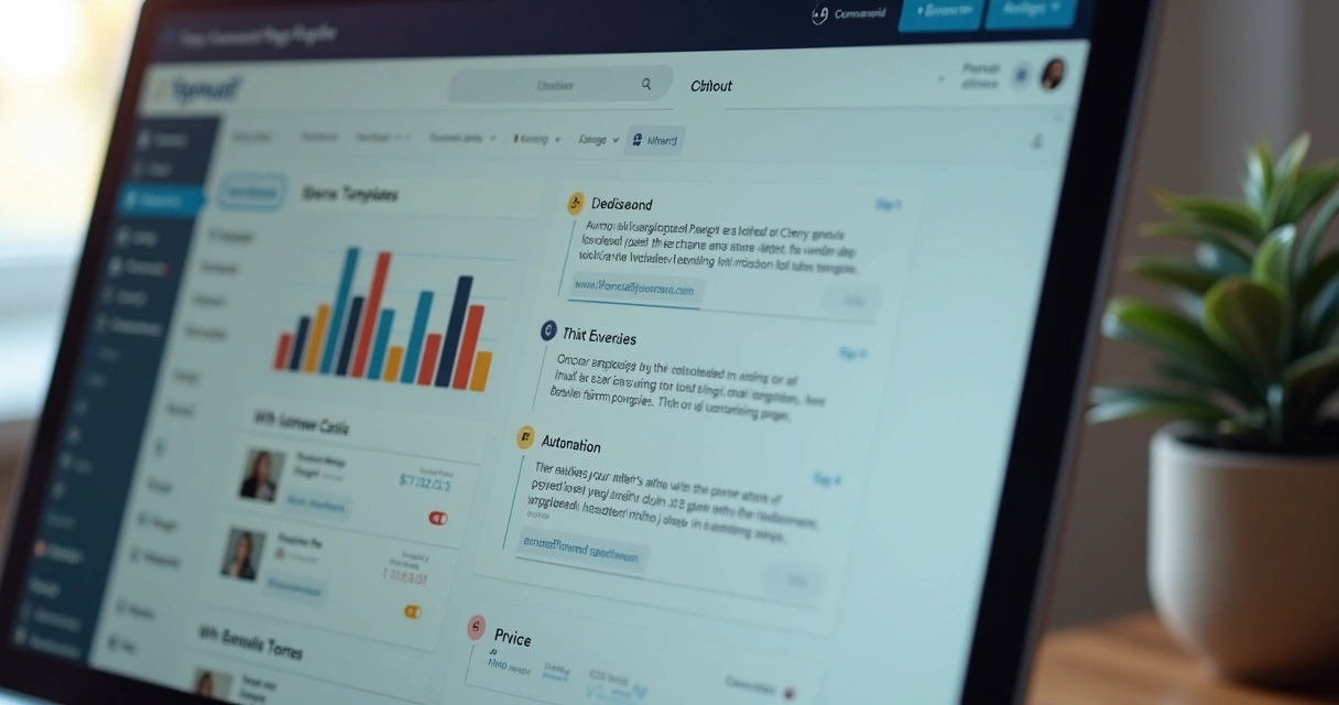 Interface de ferramenta de IA otimizando landing page 