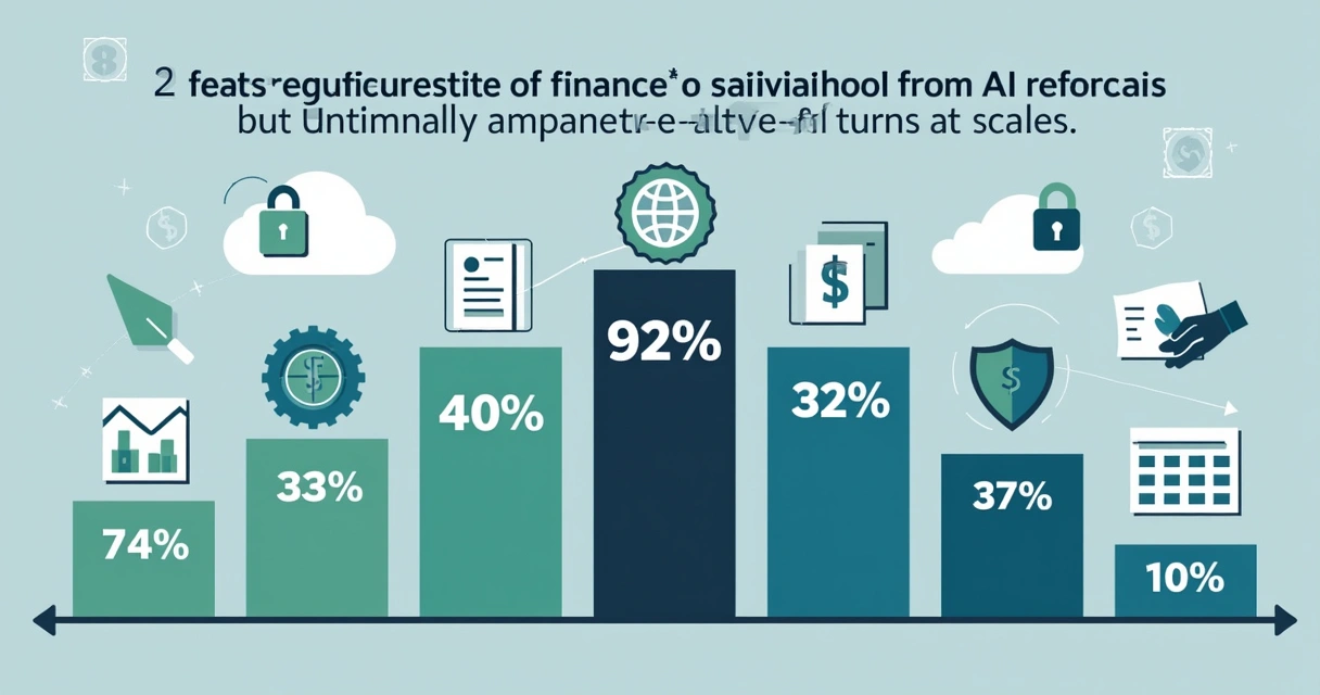 Gráfico de adoção de IA em finanças, com destaque para dados de regulação e escalabilidade