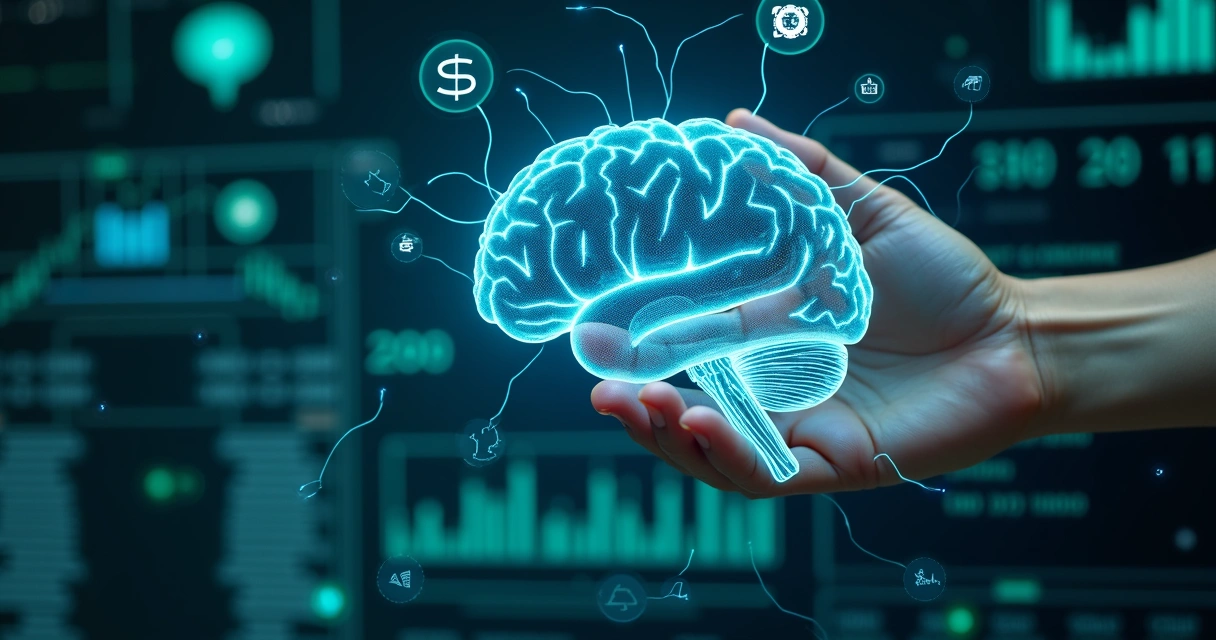 Inteligência artificial analisando dados financeiros 