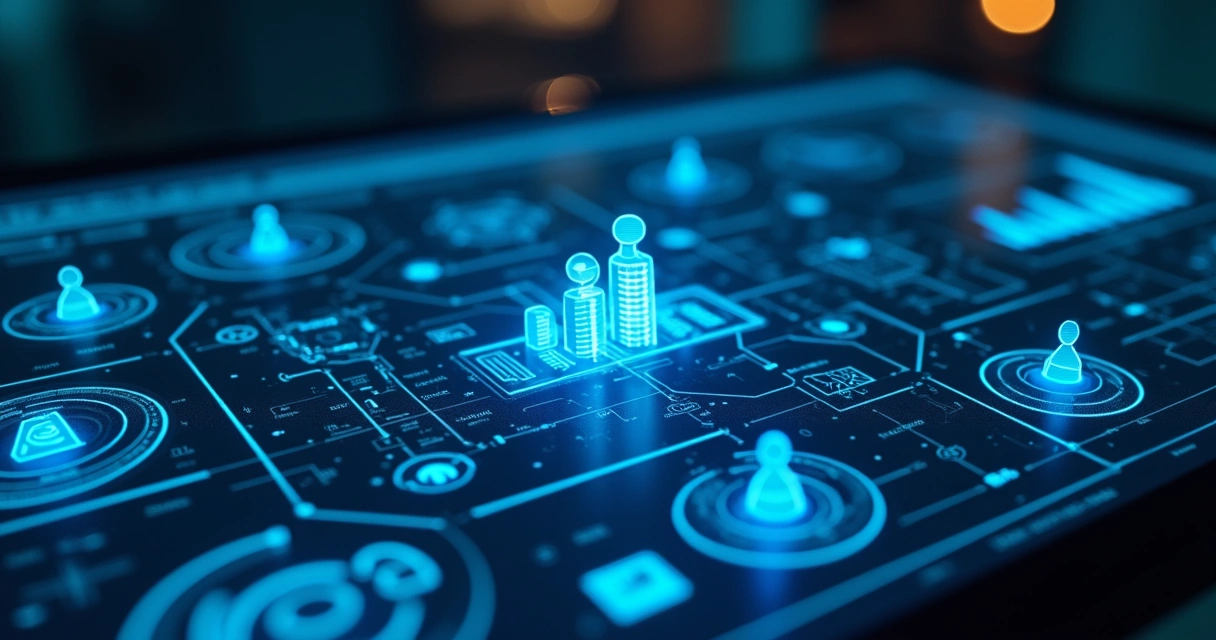 Interface digital de IA analisando o funil de vendas, gráficos e dados em destaque 