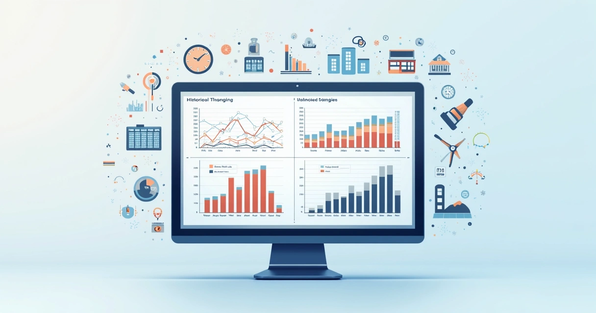 Tela com gráfico mostrando IA organizando dados de licitações 