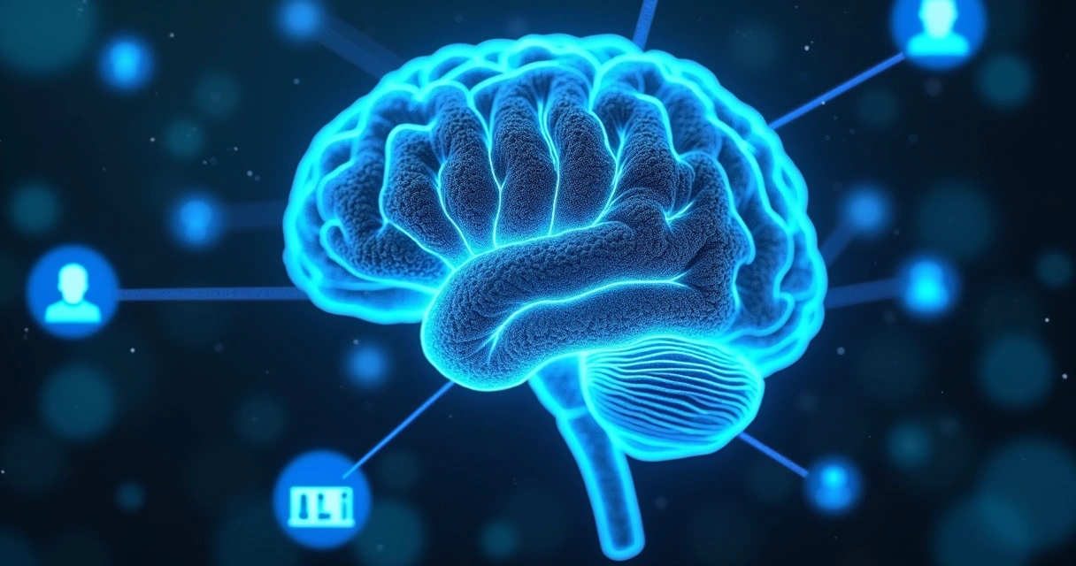 Representação gráfica de inteligência artificial analisando dados do LinkedIn 