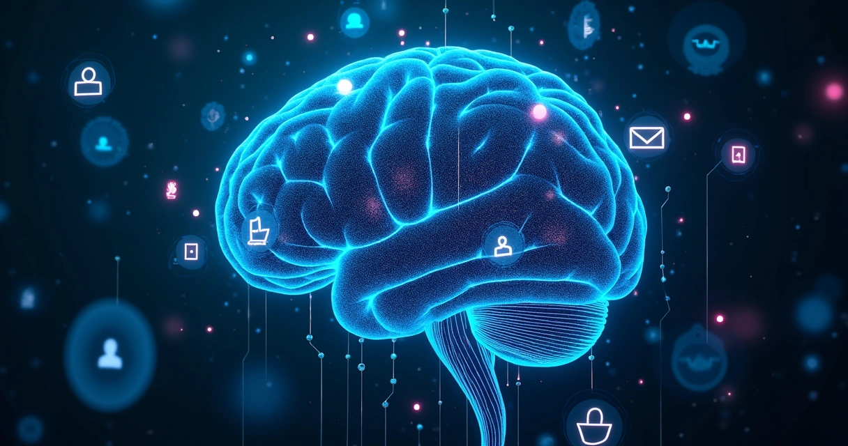 Representação de inteligência artificial analisando perfis e dados de leads 