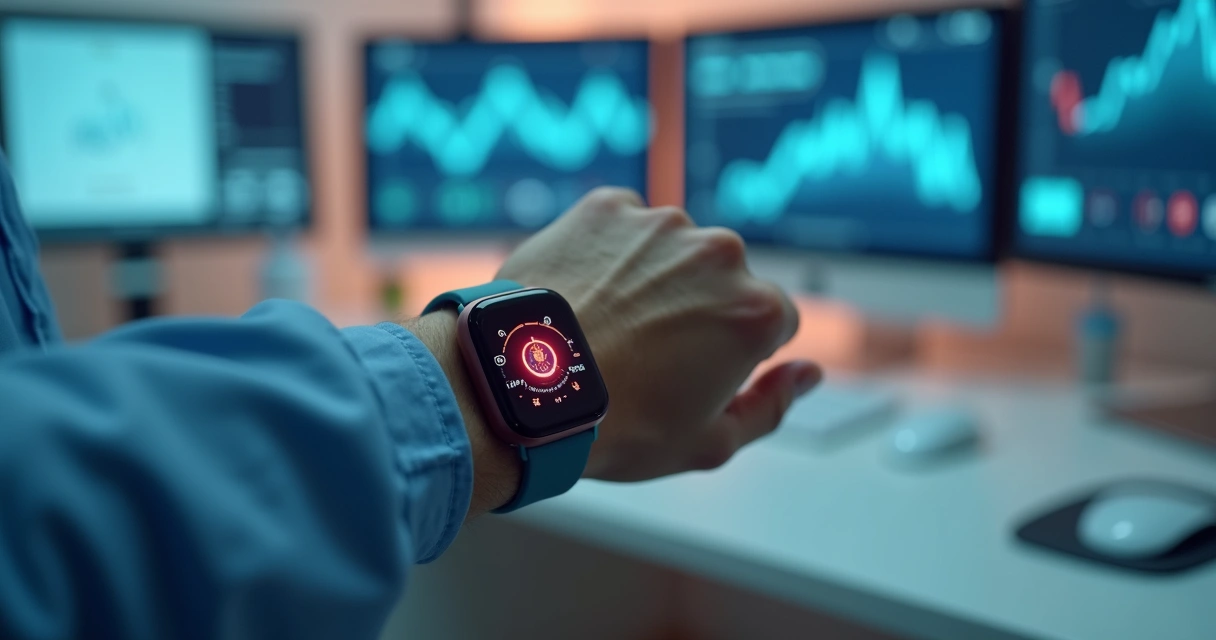 Dispositivo inteligente monitorando saúde de paciente. 