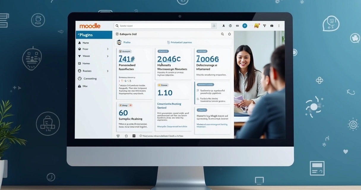 Interface Moodle mostrando opções de plugins IA 