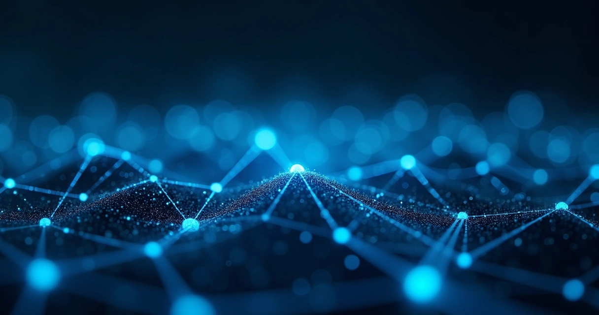 Representação abstrata de inteligência artificial em rede digital azul 