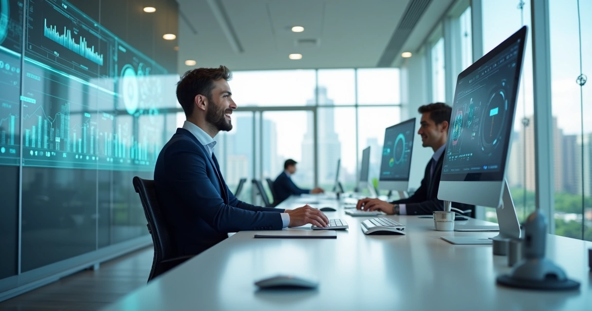 Conceito de inteligência artificial em ambiente corporativo 