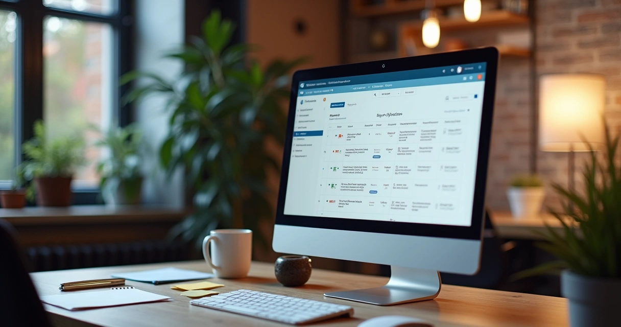 Computador com interface de IA sugerindo metas para pequenas empresas 