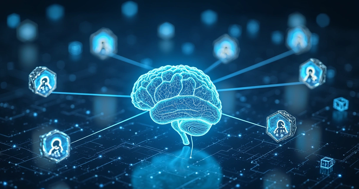 Ilustração de inteligência artificial analisando dados para criação de personas de marketing 