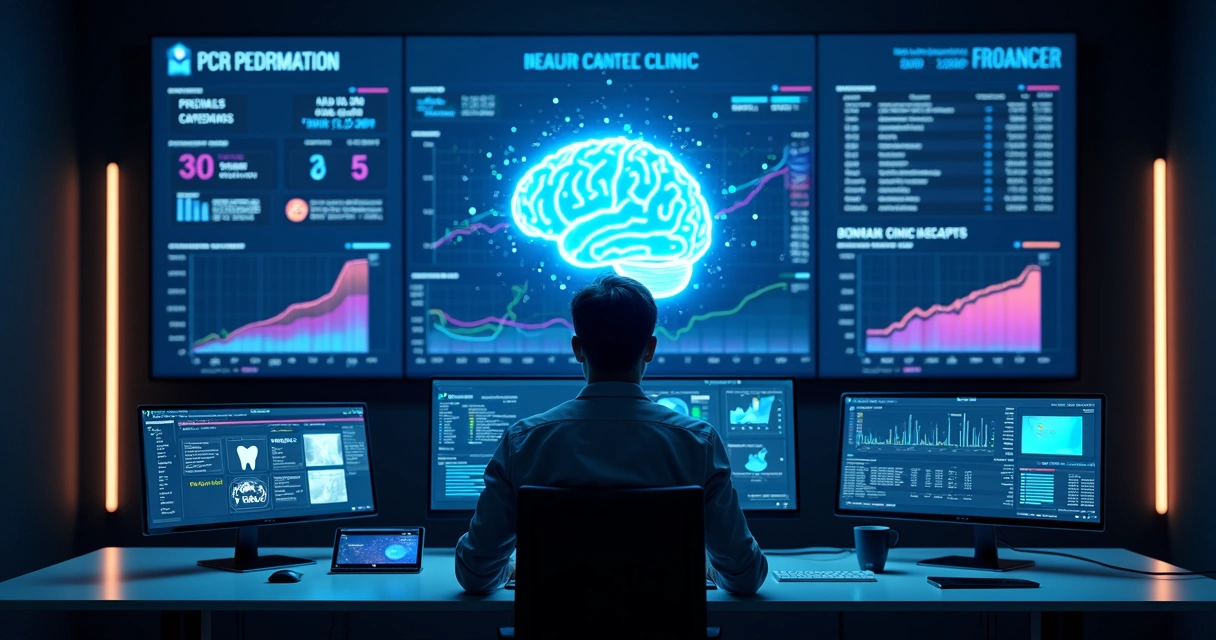 Painel digital com inteligência artificial otimizando campanha de anúncios 