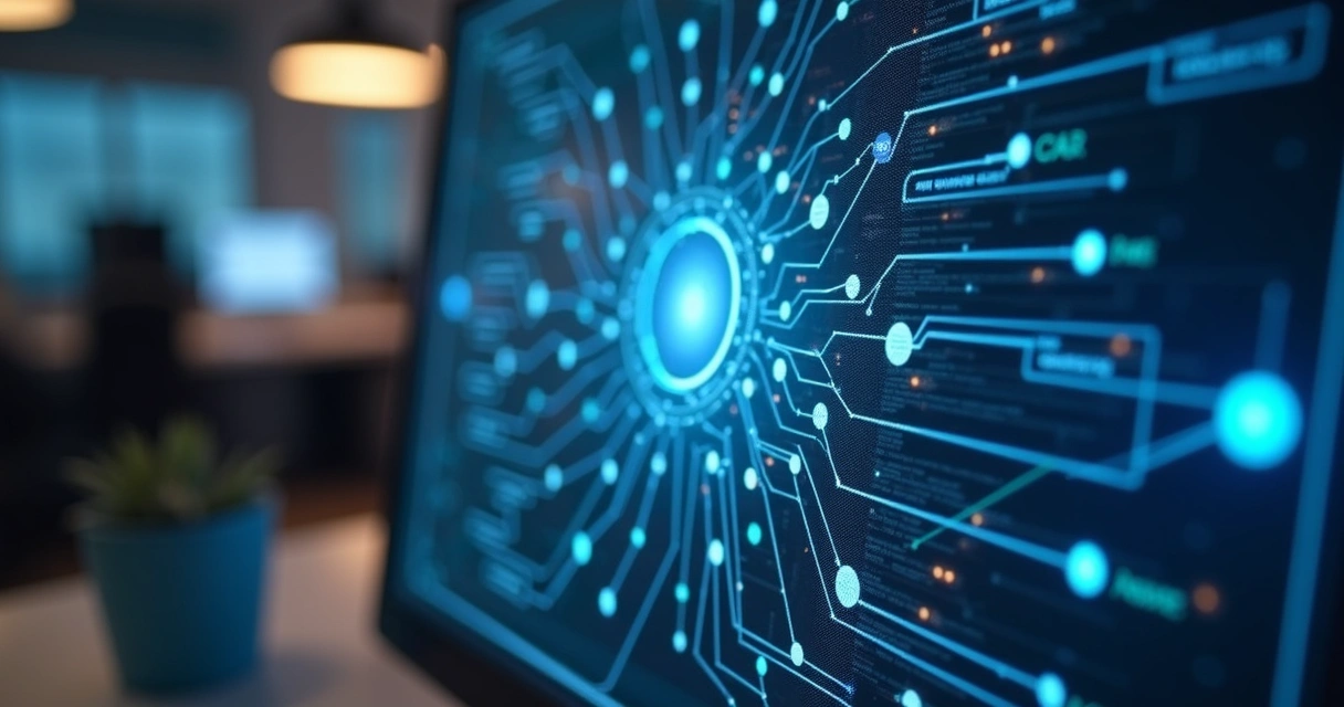 Rede neural digital sobre fluxos de processos conectados em tela. 