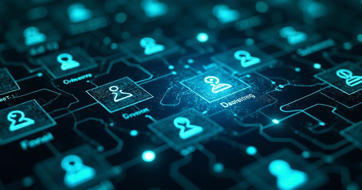 Representação visual de inteligência artificial analisando contatos digitais para prospecção 