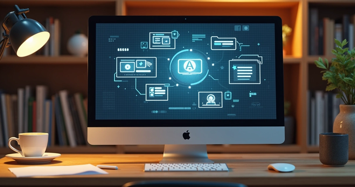 Computador com tela mostrando editor de texto e recursos de inteligência artificial 