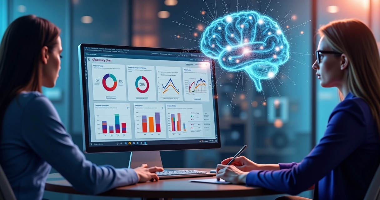 Sistema de inteligência artificial analisando relatórios comportamentais de equipe 