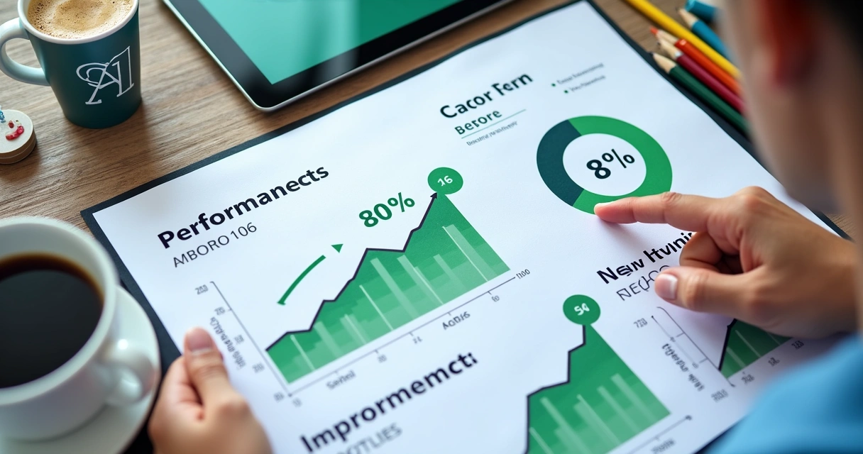 Relatório com dados visíveis de resultados de IA 