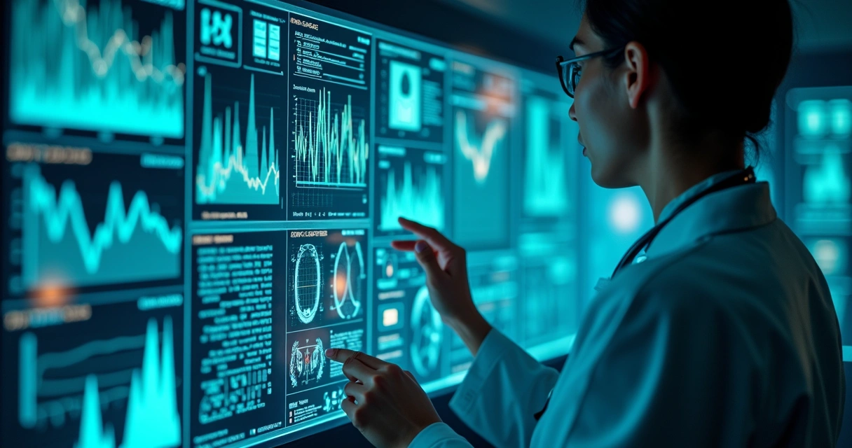 Representação visual de inteligência artificial analisando dados de saúde 