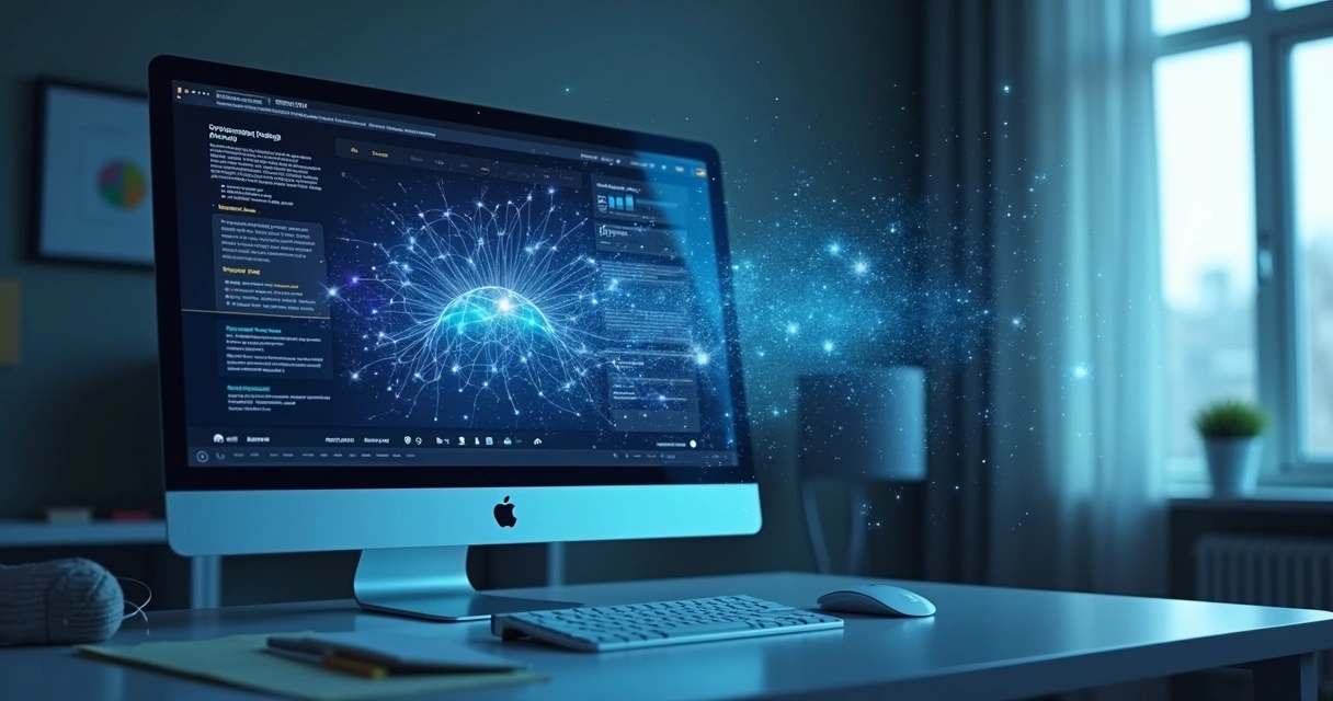 Conceito de IA analisando dados de site corporativo 