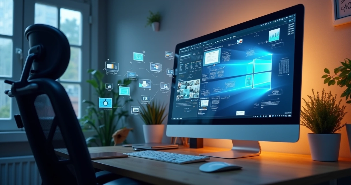 Ilustração de interface de inteligência artificial criando um site profissional 
