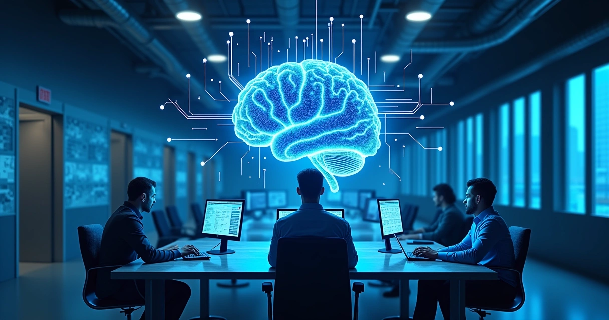 Representação visual de inteligência artificial em negócios digitais 