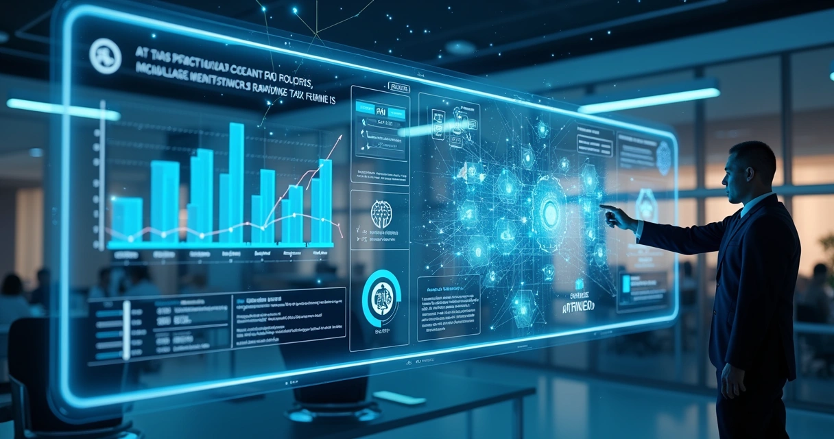 Sistema de inteligência artificial analisando dados tributários na tela