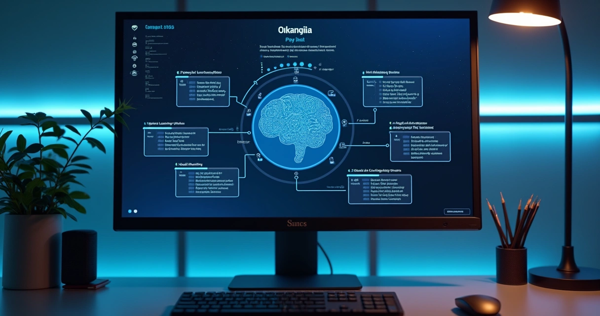 Tela de computador exibindo fluxo de trilha de aprendizagem criado por inteligência artificial 