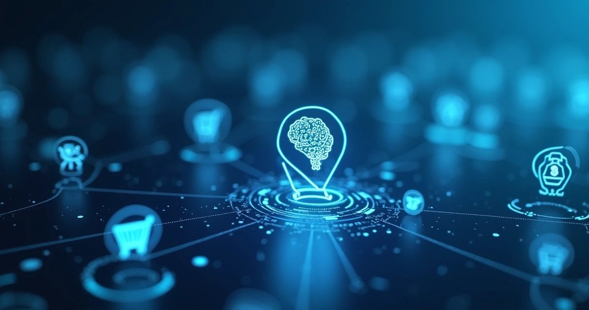 Representação visual de inteligência artificial agilizando vendas online