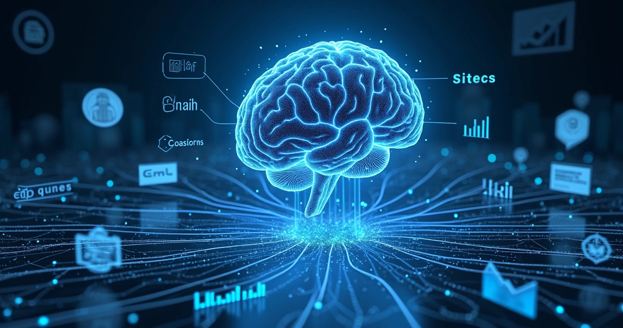 Representação visual de inteligência artificial analisando dados de vendas 