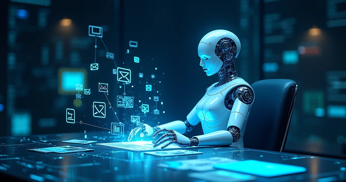 Representação conceitual de inteligência artificial organizando dados de vendas. 