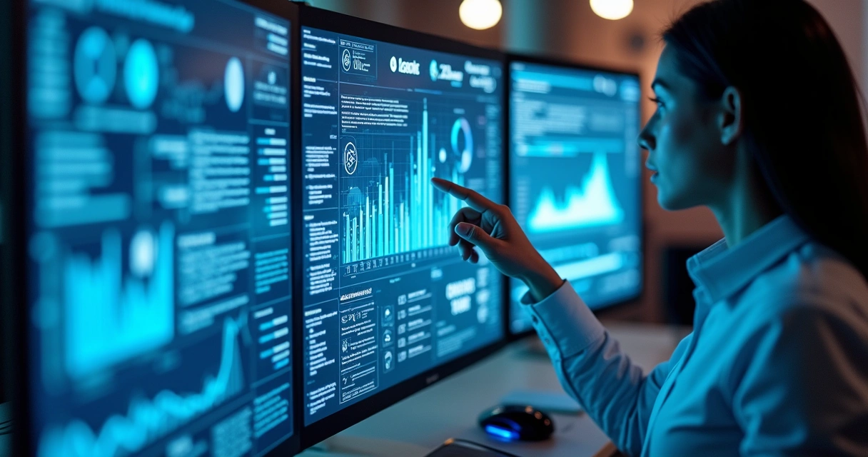 Web designer trabalhando em interface IA e gráficos digitais 
