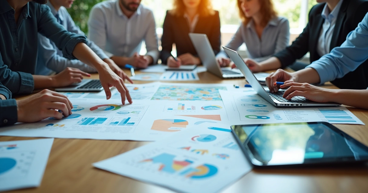 Mesa com ferramentas de inteligência comercial e leads B2B 