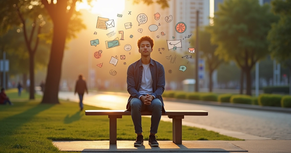 Pessoa em equilíbrio emocional no cotidiano urbano 