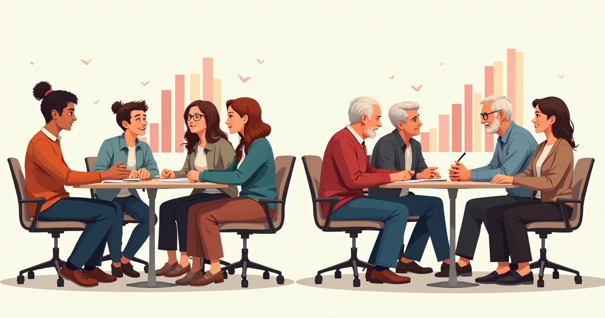 Gráfico comparando inteligência emocional em diferentes faixas etárias 