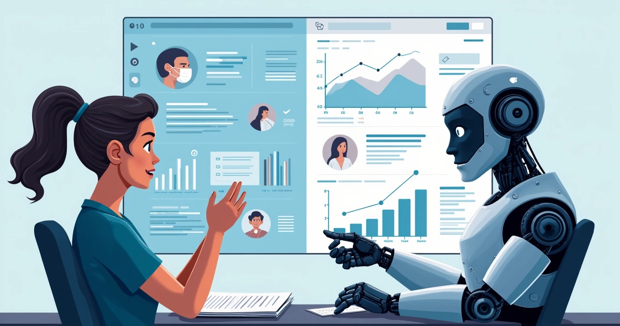 Interação entre especialista em SEO e inteligência artificial 