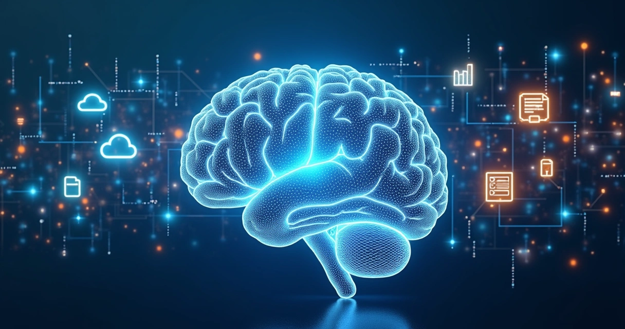 Representação visual de inteligência transformando dados em decisão eficiente 